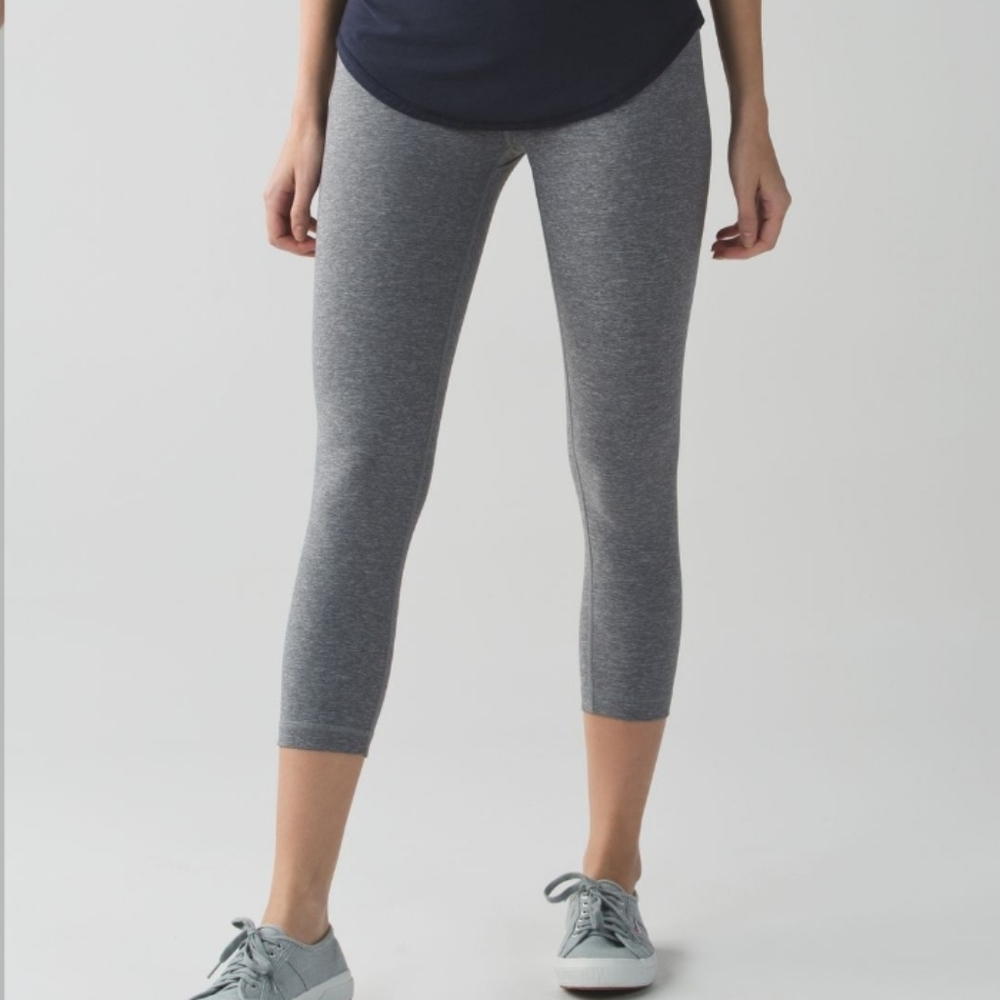 Lululemon Wunder Under Leggings Crop ll Sz6 Heathered Slate